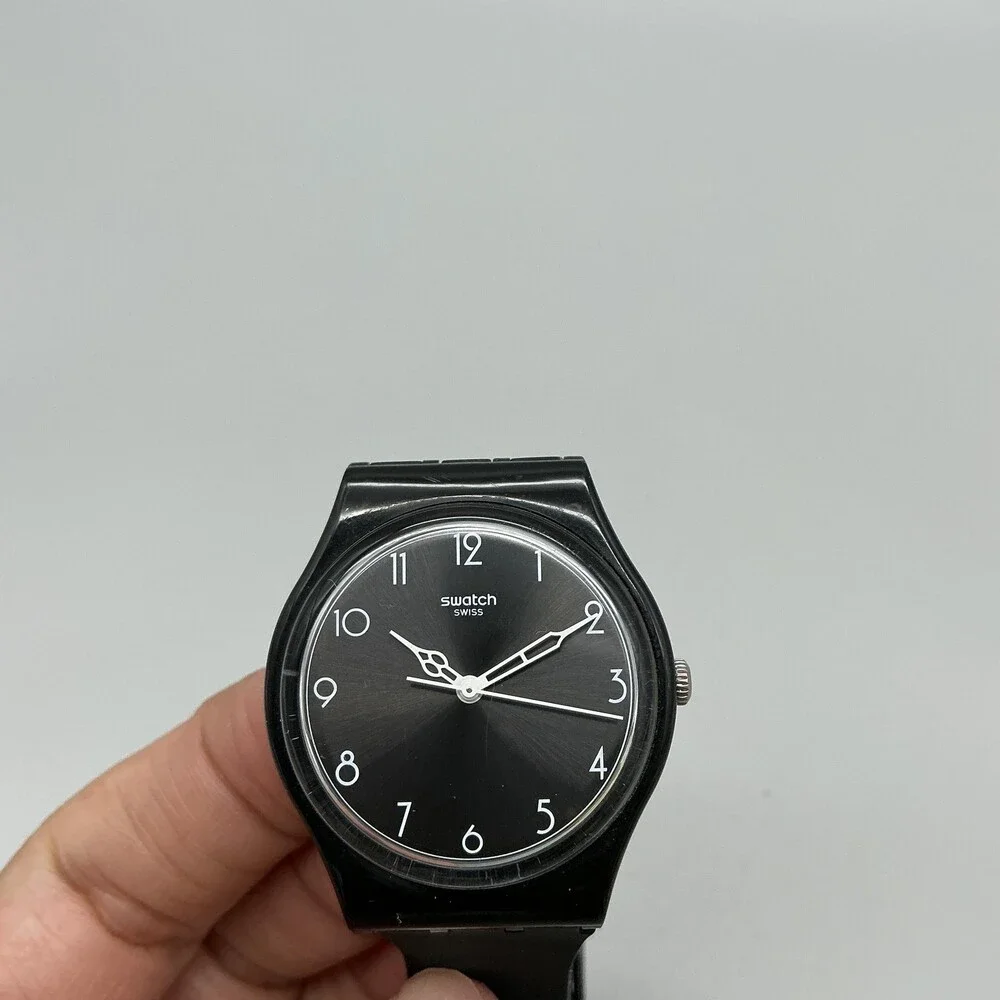 Swatch 1920 Mens Watch 34mm Black Dial Retro GB275 Swiss Analog New Battery